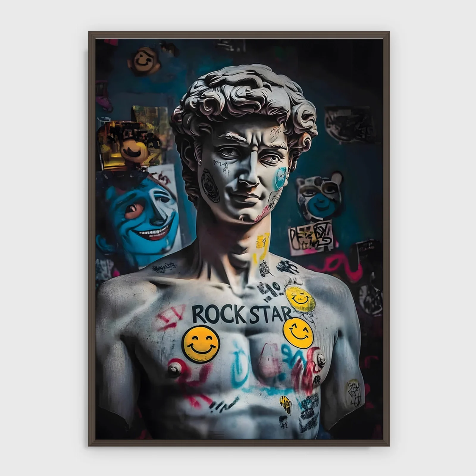 Graffiti Nr. 6 – Akustikbild mit Druck, dunkler Holzrahmen