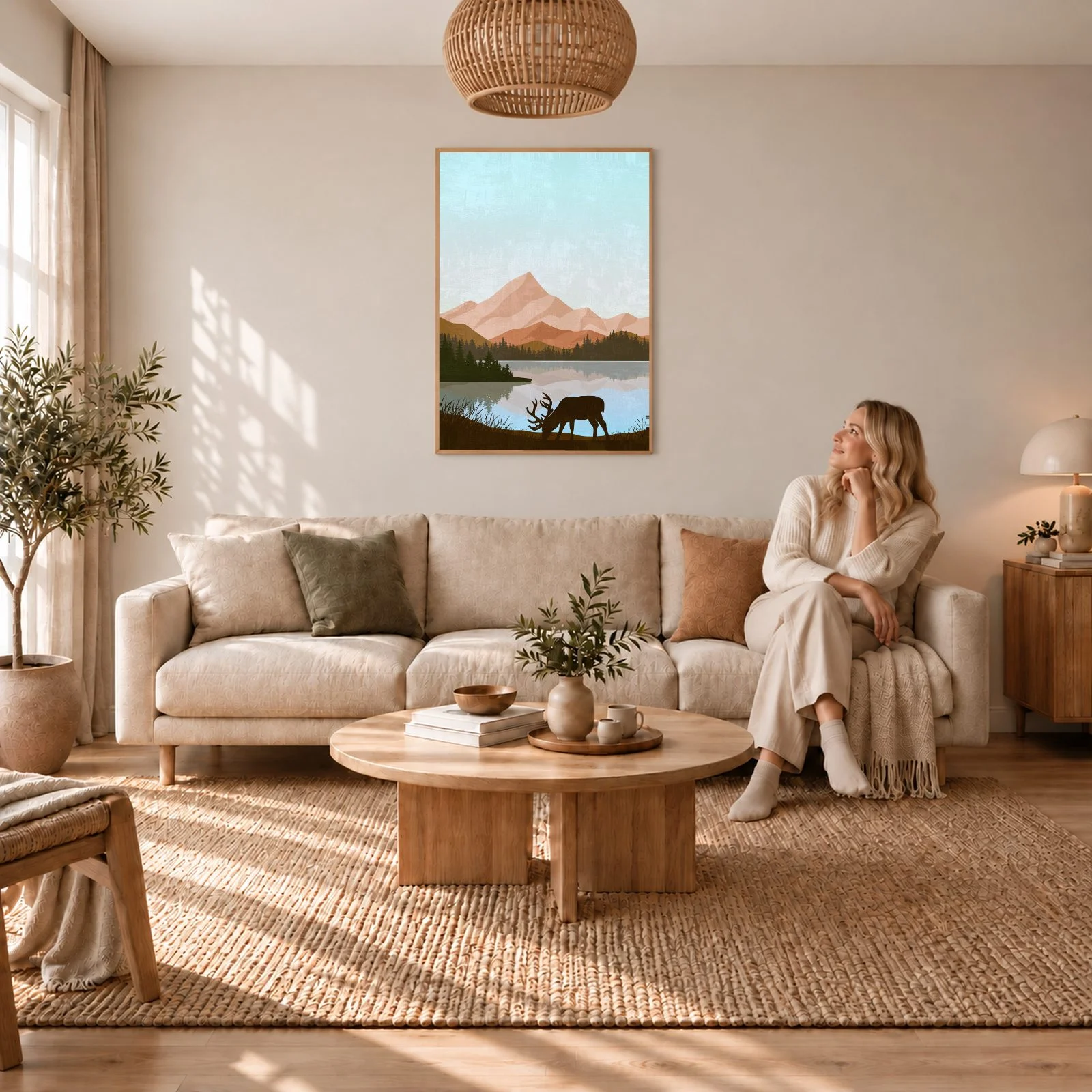 Boho Nr. 603 – Akustikbild mit Druck, 104 × 73 cm