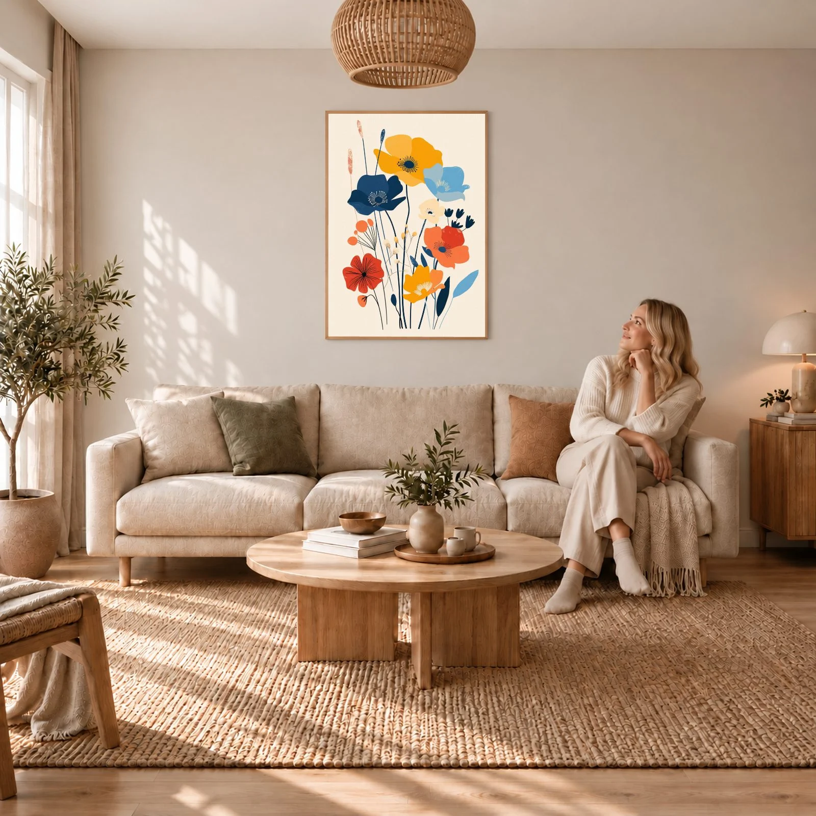 Blume Nr. 0130 – Akustikbild mit Druck, 104 × 73 cm