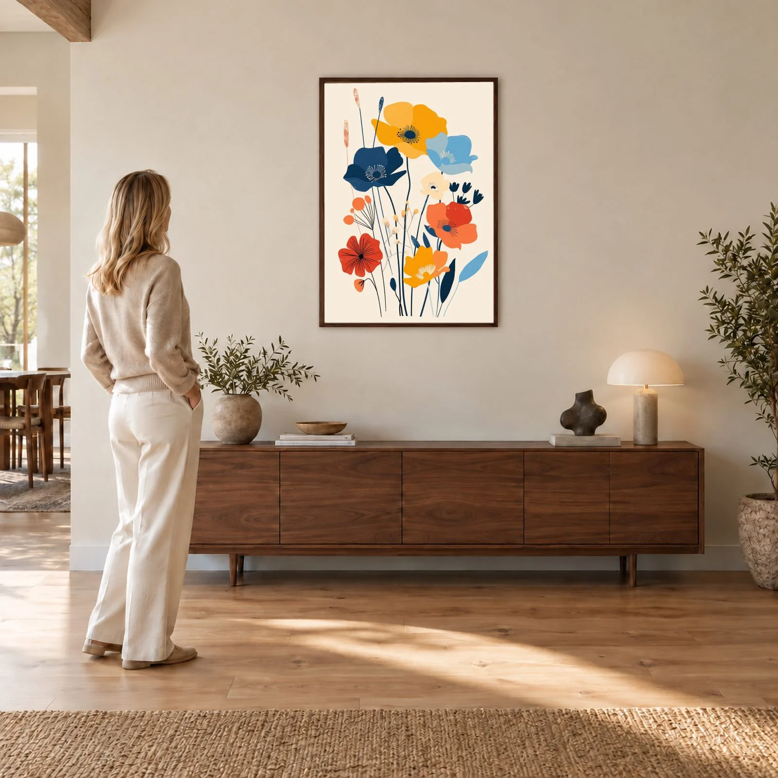 Blume Nr. 0130 – Akustikbild mit Druck, 104 × 73 cm