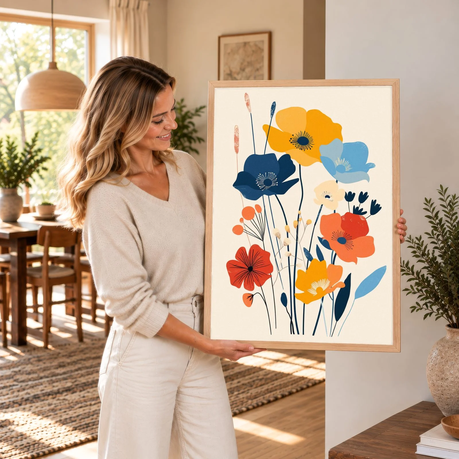 Blume Nr. 0130 – Akustikbild mit Druck, 104 × 73 cm