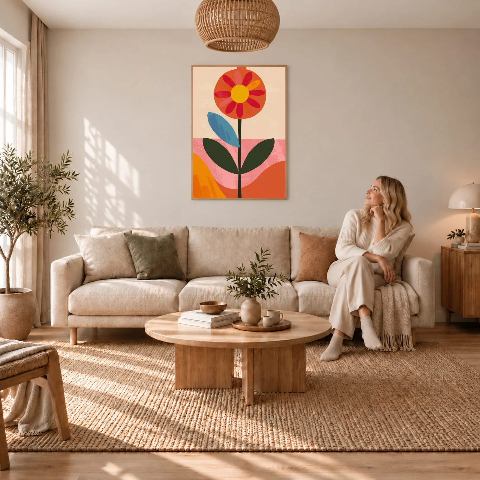 Blume Nr. 0116 – Akustikbild mit Druck, 104 × 73 cm