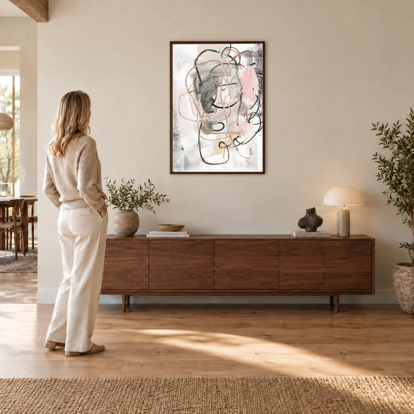 Monochrom Nr. 131 – Akustikbild mit Druck, 104 × 73 cm