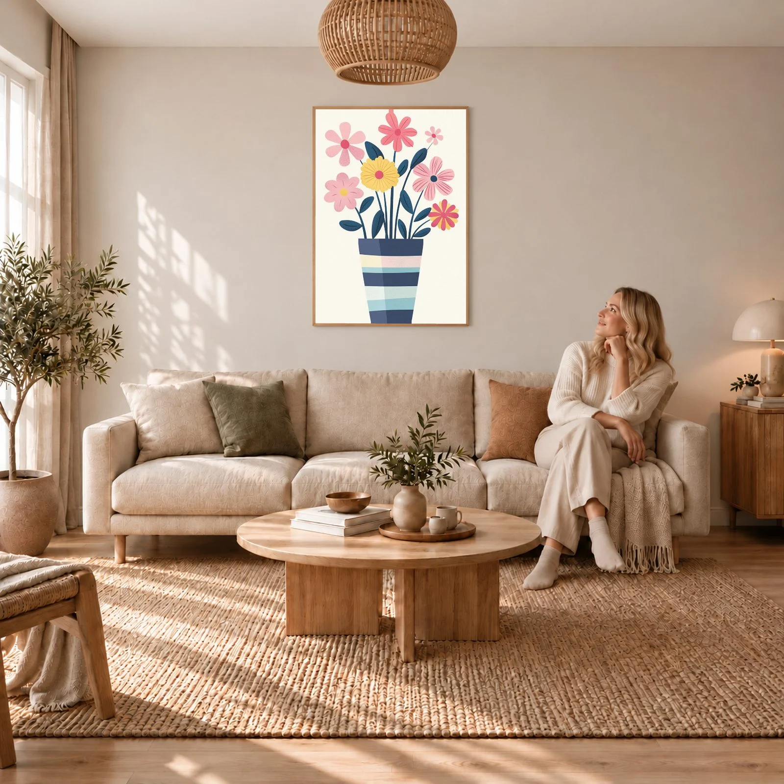 Blume Nr. 0134 – Akustikbild mit Druck, 104 × 73 cm