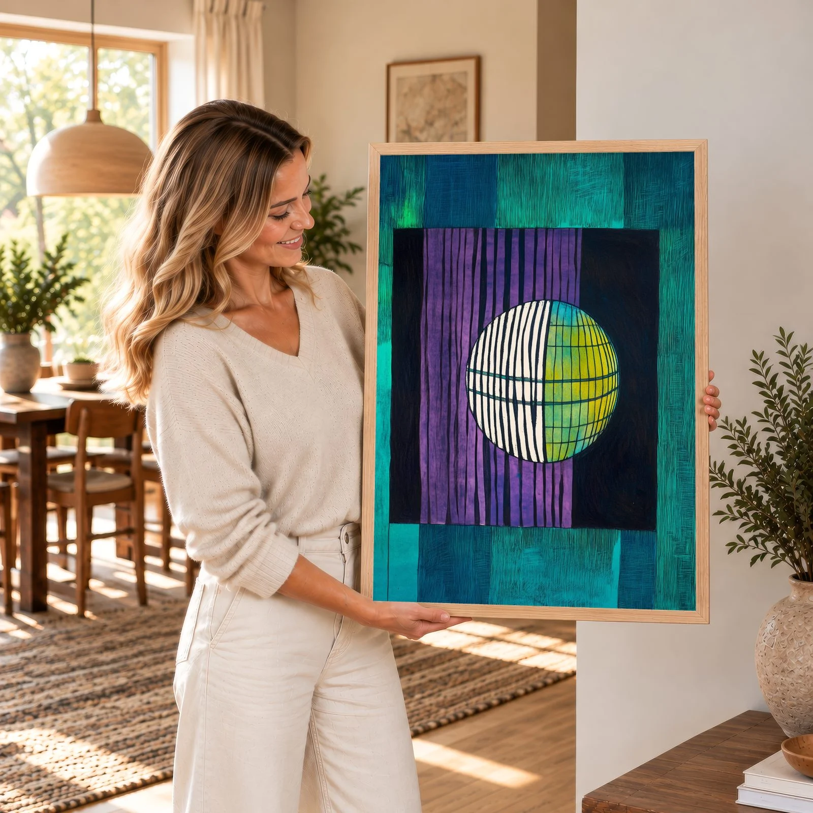 Modern Nr. 34 – Akustikbild mit Druck, 104 × 73 cm