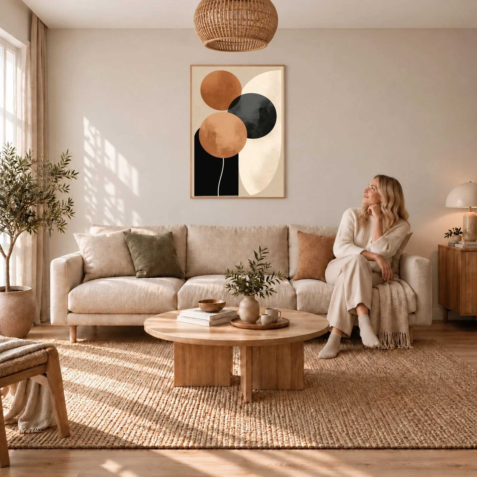 Boho Nr. 199 – Akustikbild mit Druck, 104 × 73 cm