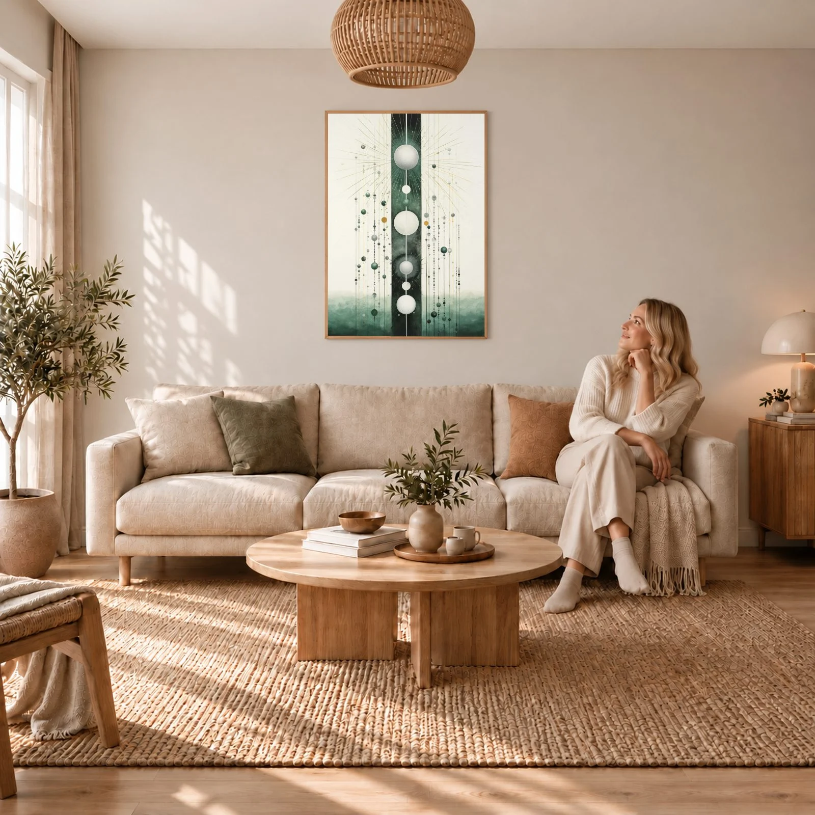 Boho Nr. 103 – Akustikbild mit Druck, 104 × 73 cm