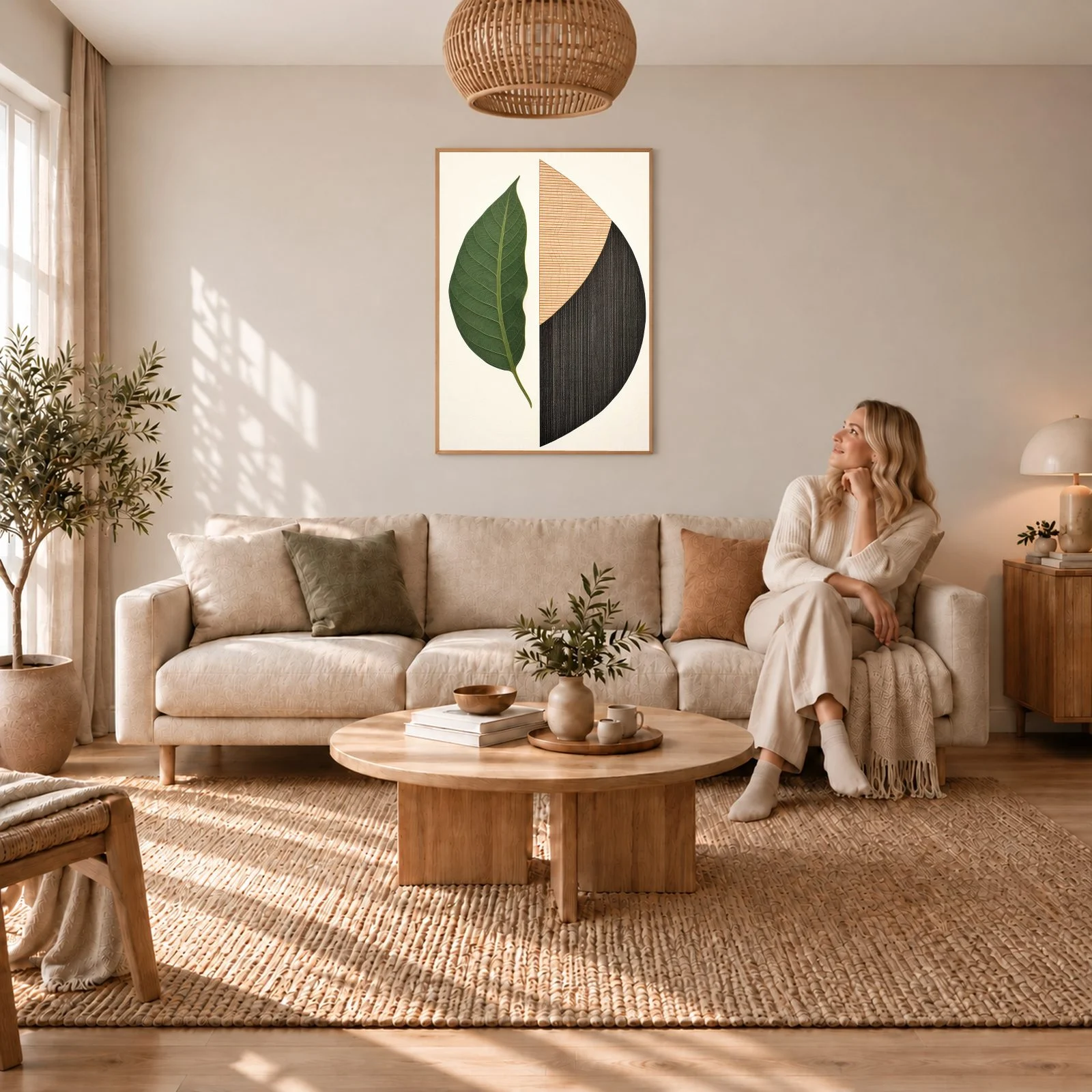 Boho Nr. 24 – Akustikbild mit Druck, 104 × 73 cm