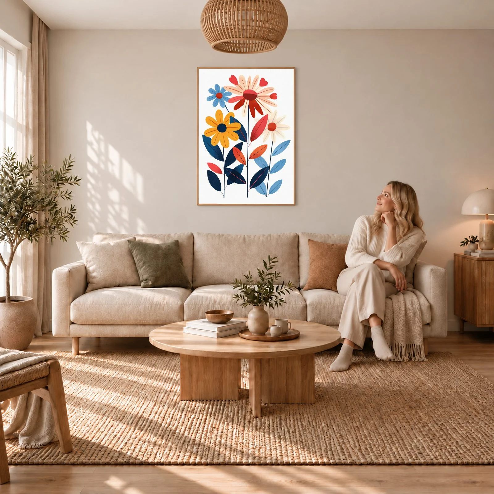 Blume Nr. 0120 – Akustikbild mit Druck, 104 × 73 cm
