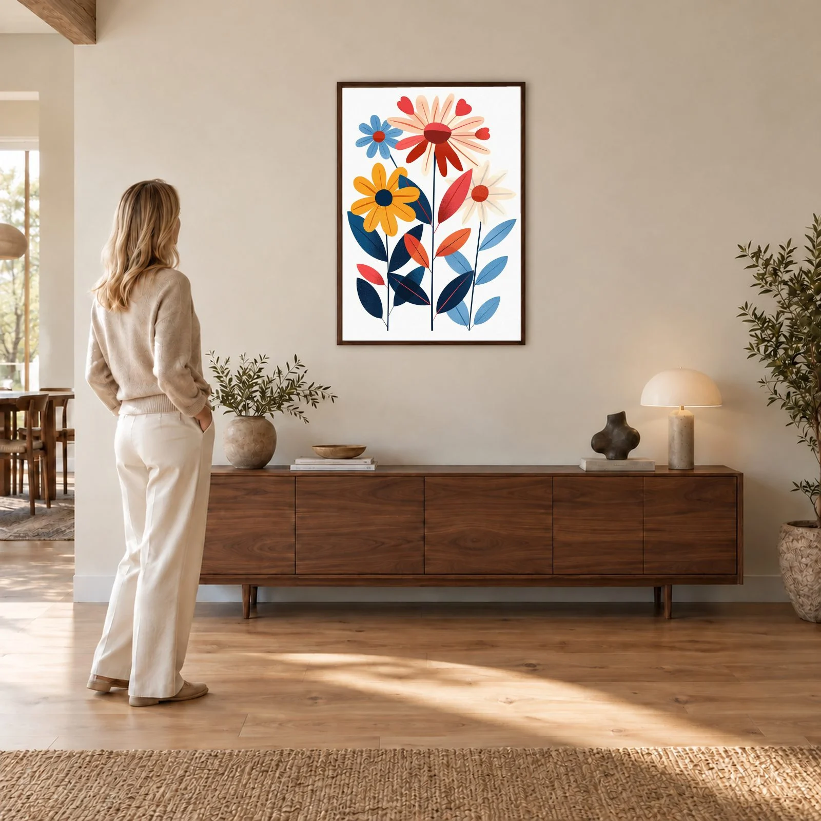 Blume Nr. 0120 – Akustikbild mit Druck, 104 × 73 cm