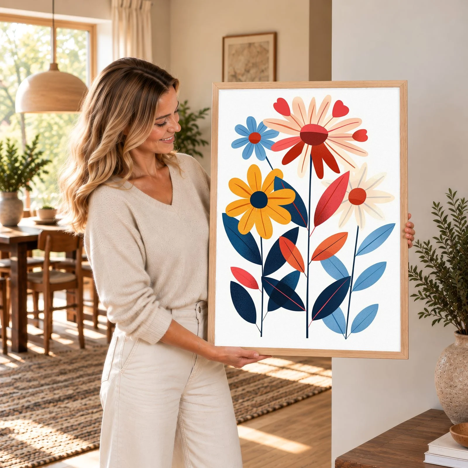 Blume Nr. 0120 – Akustikbild mit Druck, 104 × 73 cm
