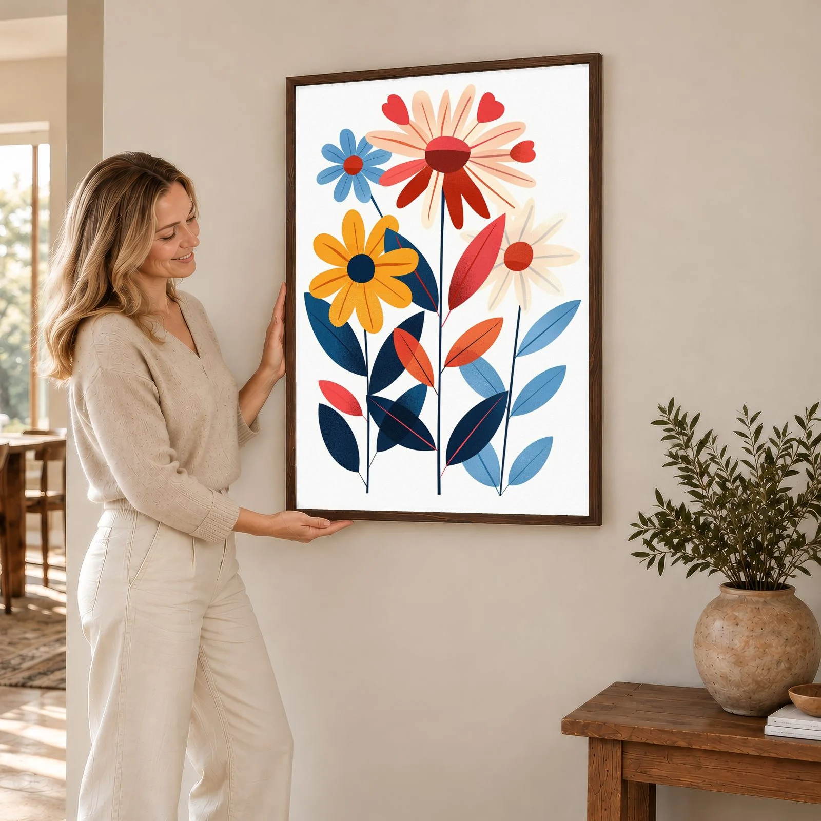 Blume Nr. 0120 – Akustikbild mit Druck, 104 × 73 cm