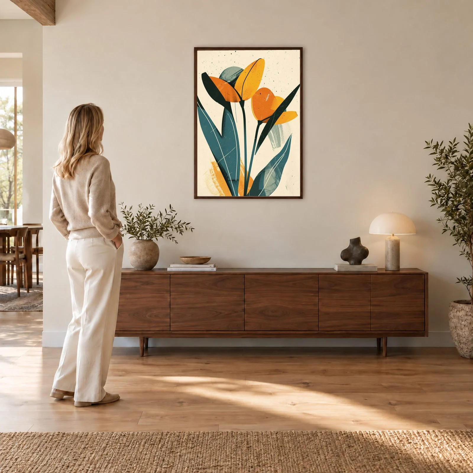 Blume Nr. 075 – Akustikbild mit Druck, 104 × 73 cm