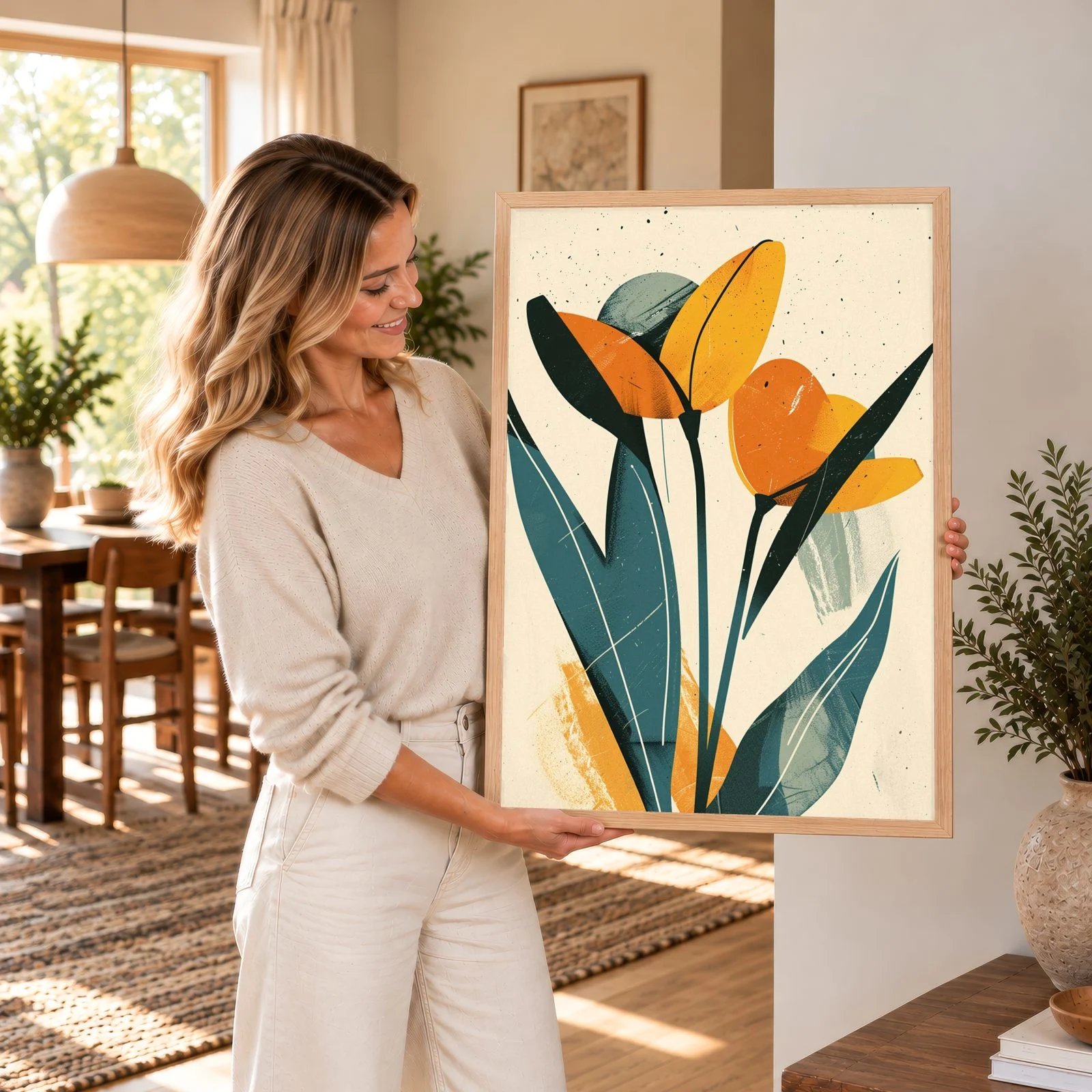 Blume Nr. 075 – Akustikbild mit Druck, 104 × 73 cm