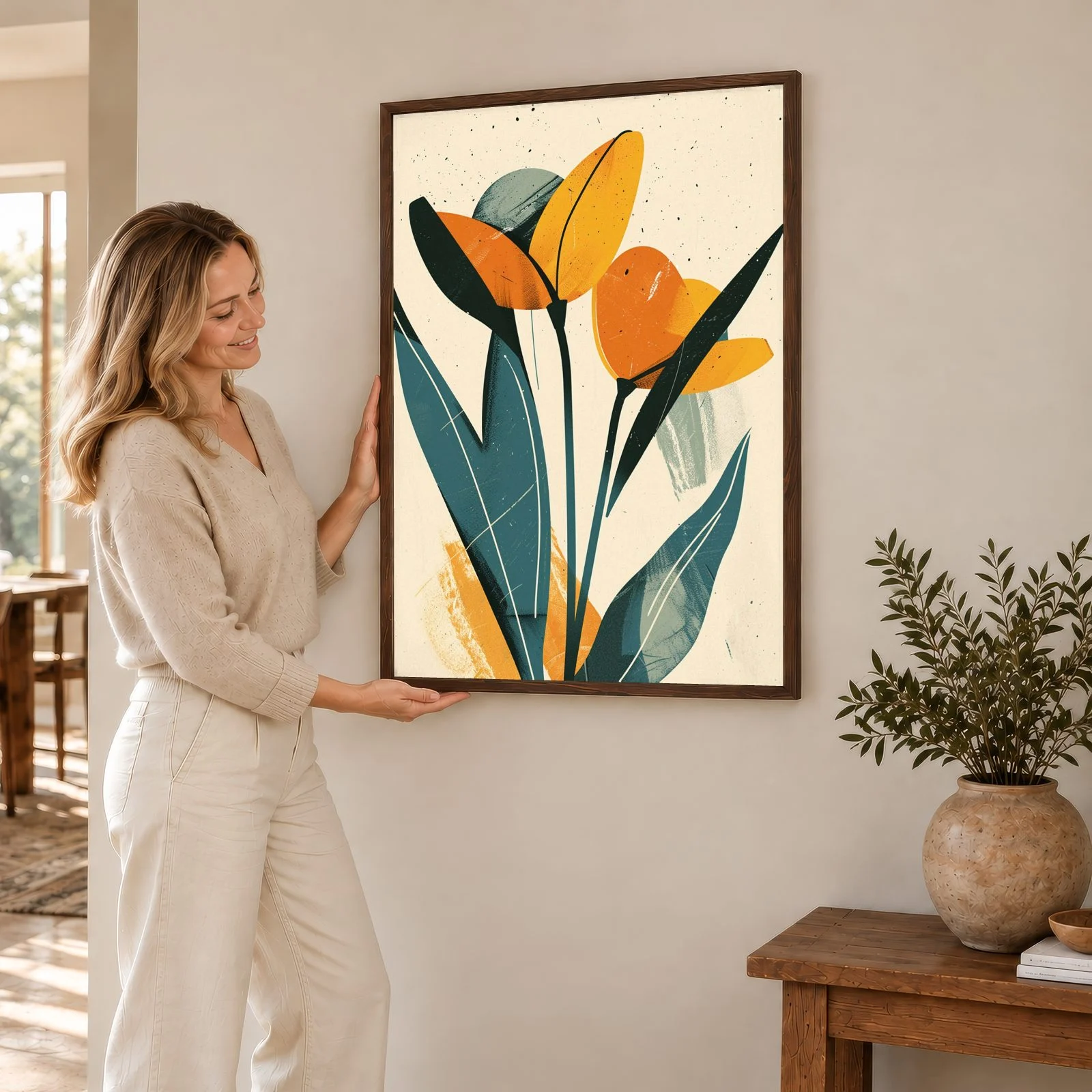 Blume Nr. 075 – Akustikbild mit Druck, 104 × 73 cm